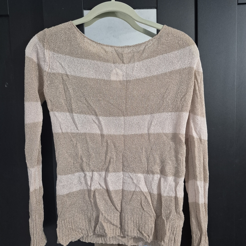 Paper Crown Beige and Cream Striped Sweater